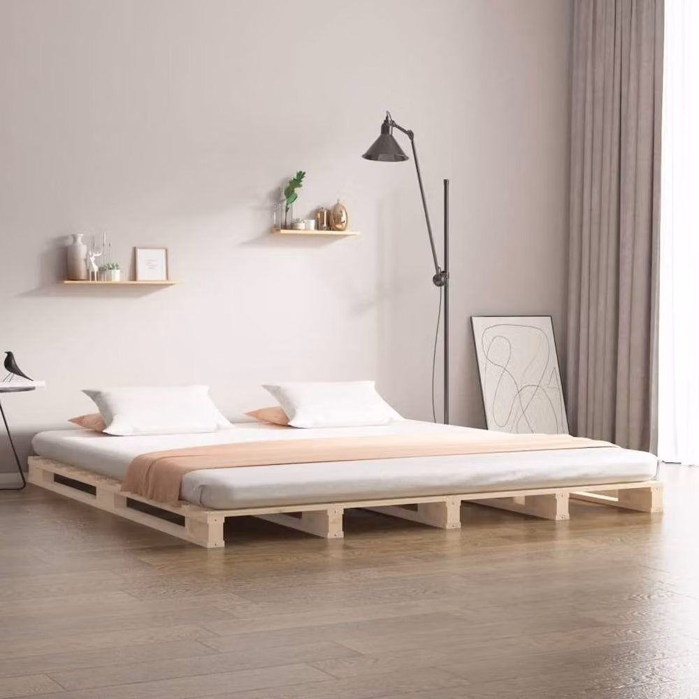 Berkfield Home Pallet Bed in Light Tan Pine Wood, W/D/H: 135 x 190 cm – 2