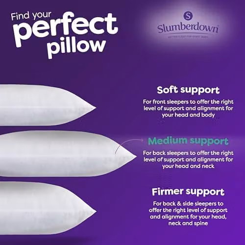 Slumberdown Anti Allergy Pillows 2 Pack, White, W: 74 cm, H: 48 cm – 4