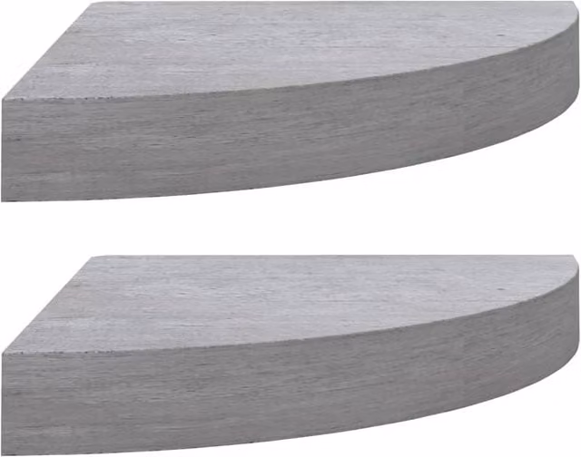 Berkfield Home Wall Mounted Corner Shelves, 2 Pack, Concrete Grey MDF and Metal, W/D/H: 25 x 25 x 3.8 cm – 1