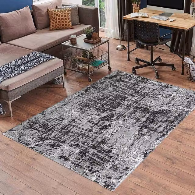 Desire Rugs Modern Abstract Black Rectangular Area Rug, W: 120 cm, L: 170 cm