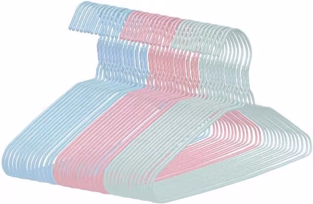 Hinsinc 40-Piece Multi-Coloured Plastic Space-Saving Coat Hangers with Notches in Blue