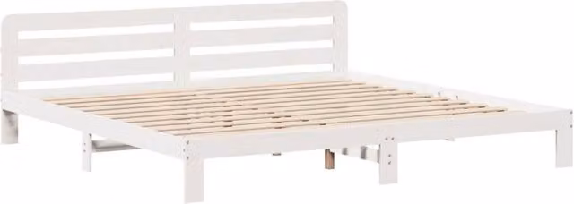 Berkfield Home Decorative Solid Wood Pine Bed Frame in White, 200 x 200 cm – 1