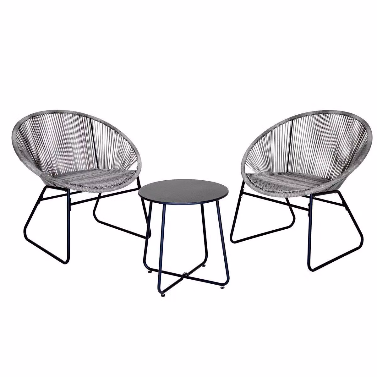 Charles Bentley Zanzibar Tea for Two Bistro Set in Grey Rattan with 2 Chairs and 1 Round Table, W/D/H: 64 x 74.5 x 78 cm – 2
