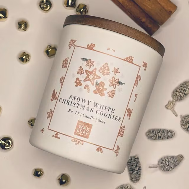 Snowy White Christmas Cookies WoodWick Candle by The Wax Leaf Candle Co, White