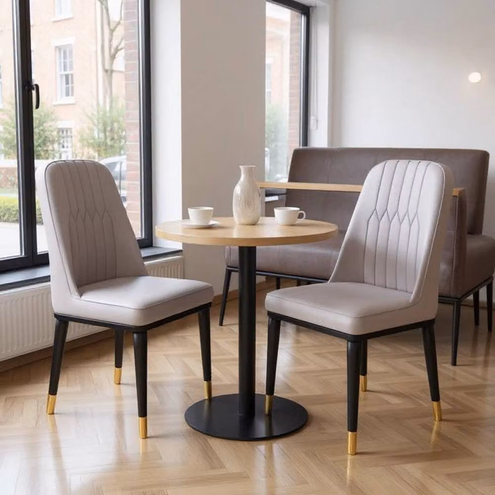 FLAVORA Set of 2 Grey Upholstered Dining Chairs – 4