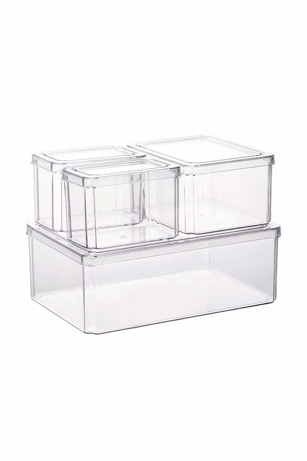 Living and Home 4-Piece Set of 10.5L Airtight Clear Plastic Fridge Storage Containers for Fruit and Vegetables with Lids, BPA-Free – 2