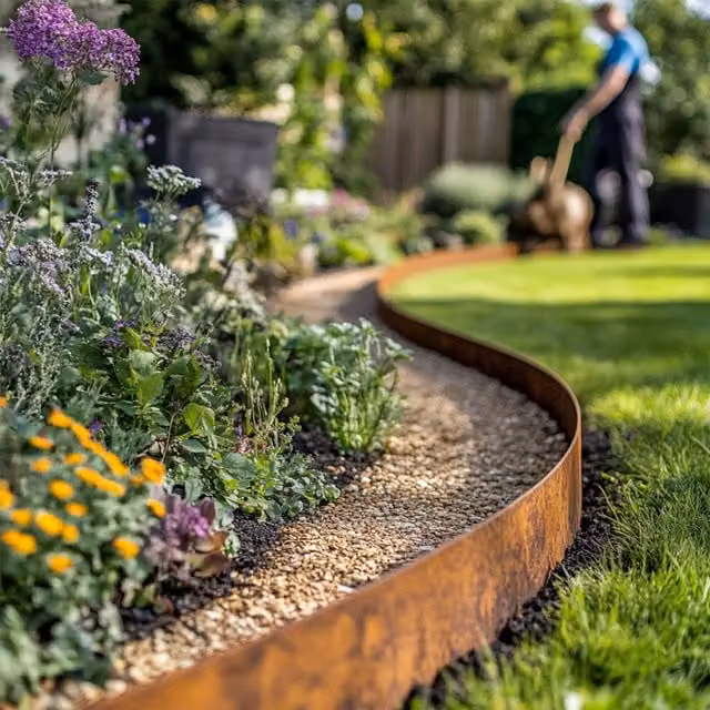 Nicoman Brown Metal Pre-Rust Lawn Edging Garden Border 10m Roll