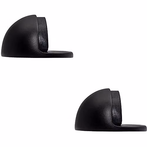 Loops 2 Pack Matt Black Floor Mounted Oval Rubber Doorstops – 1