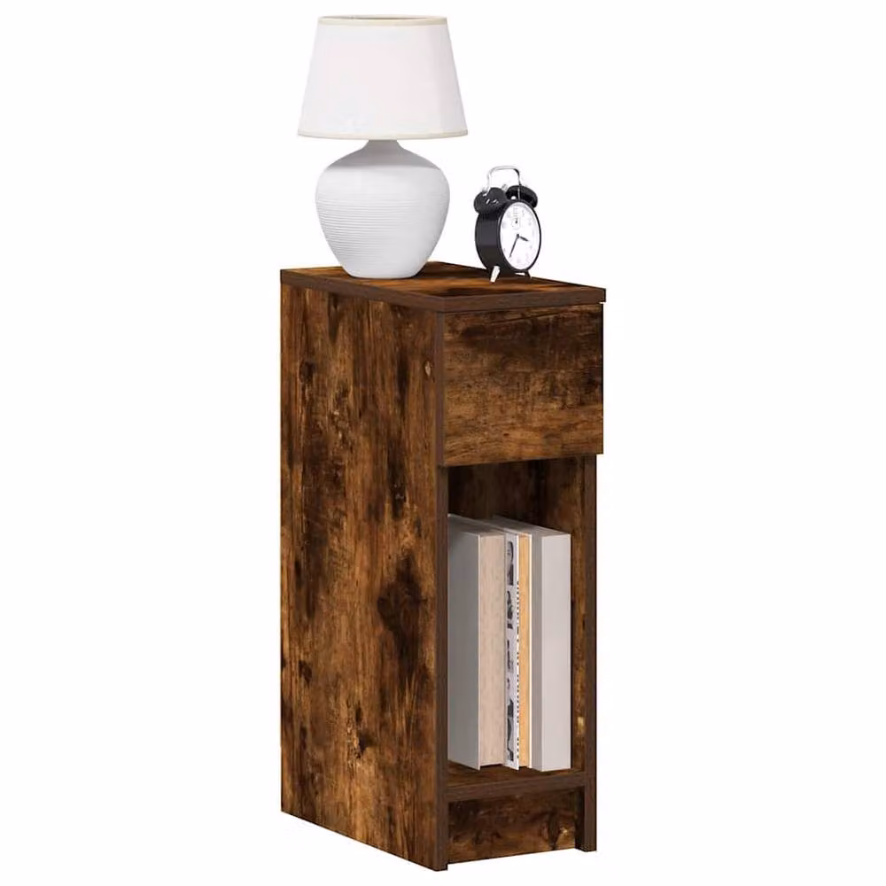 Berkfield Home Smoked Oak Bedside Cabinet with Drawer in Brown W/D/H: 20 x 36 x 60 cm – 2