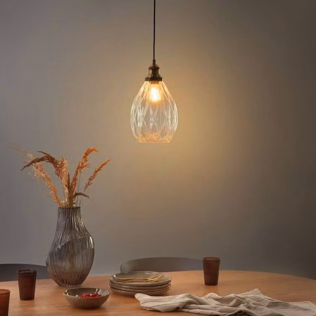 Wyld and Coco Pendant Lamp with Transparent Glass Shade and Gold Brass Metal Frame – 1