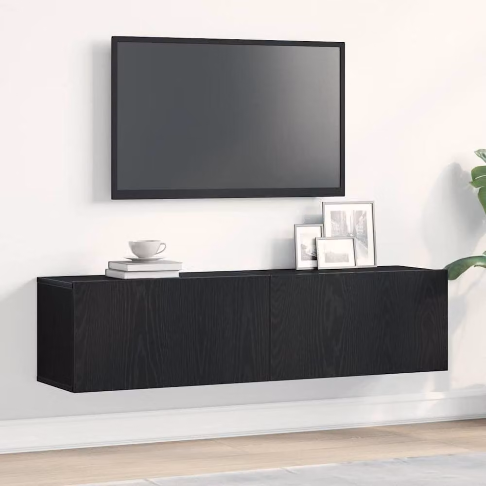 Berkfield Home Black Oak TV Cabinet, W/D/H: 120 x 30 x 30.5 cm – 2