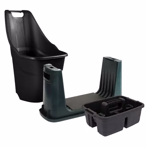 Charles Bentley Garden Tidy Bundle Set of 3, including Caddy, Kneeler and Trolley, Black, W/D/H: 85 x 60 x 47 cm