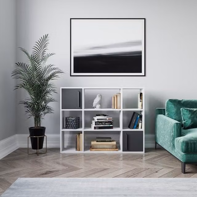 Decorotika Randall Bookcase with Cabinets in Anthracite and White