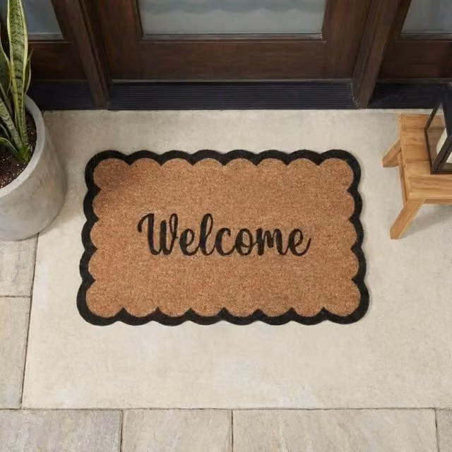 Garden Greatness Beige Scalloped Edge Welcome Mat, W/D/H: 75 x 45 x 1 cm