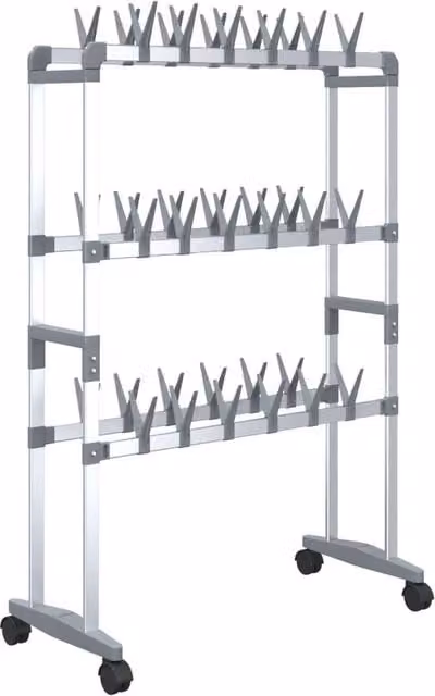 Berkfield Home Silver Metal Shoe Rack with Wheels, W: 66 cm, D: 27 cm, H: 100 cm