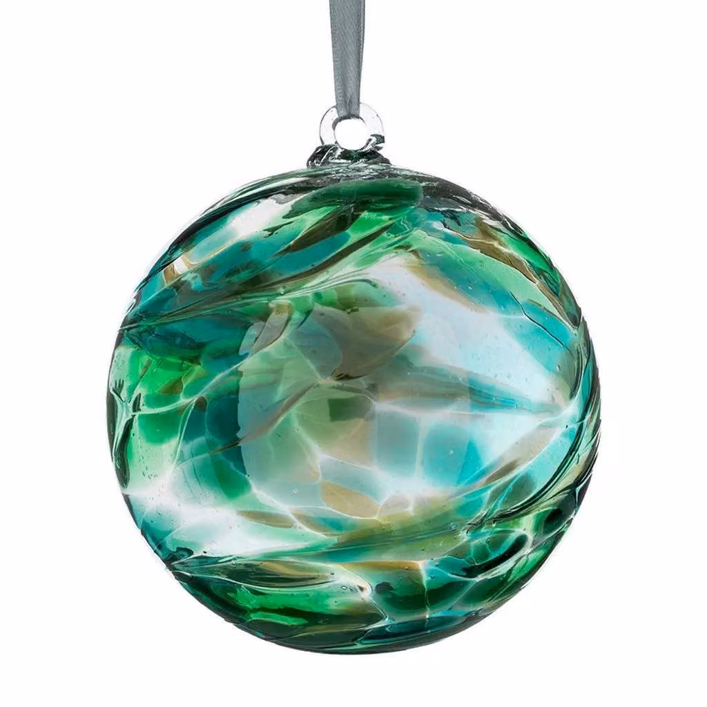 Sienna Glass Emerald Green Friendship Ball Abstract Glass Bauble, Diameter: 10 cm – 2