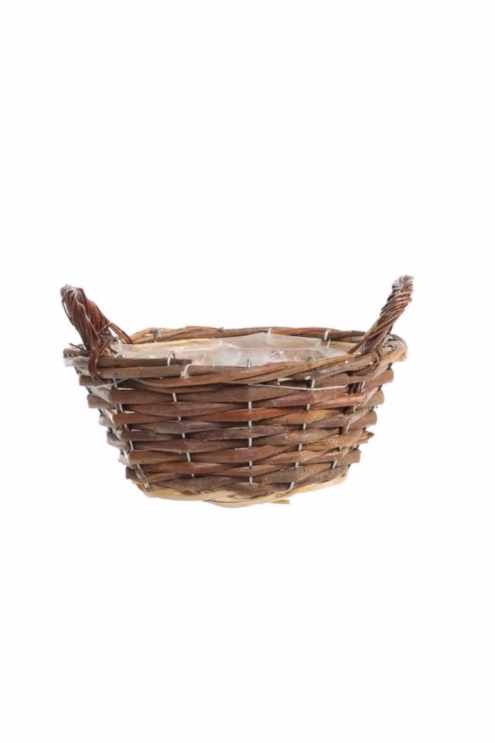 KDMD Round Unpeeled Open Weave Basket with Handles, Brown, 2 Pack, Diameter: 20.32 cm – 2