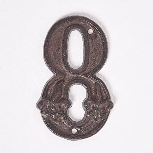 Homescapes Cast Iron Decorative Number 8 House Number in Antique Brown Finish, H 11.8 x W 8 cm