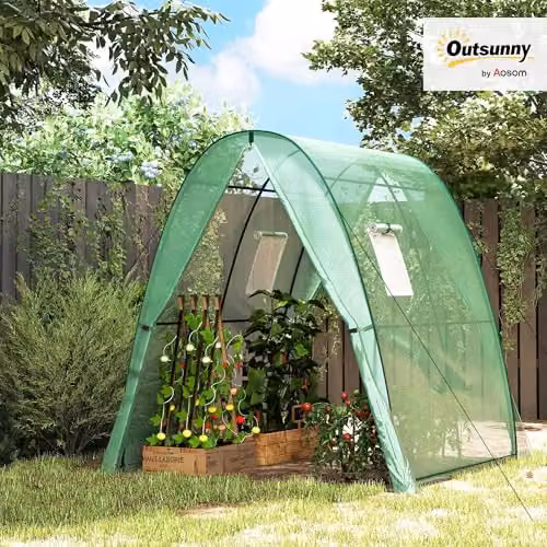 Outsunny Portable Greenhouse Plant Hot House with 2 Doors, Green, W/D/H: 180 x 180 x 200 cm – 2
