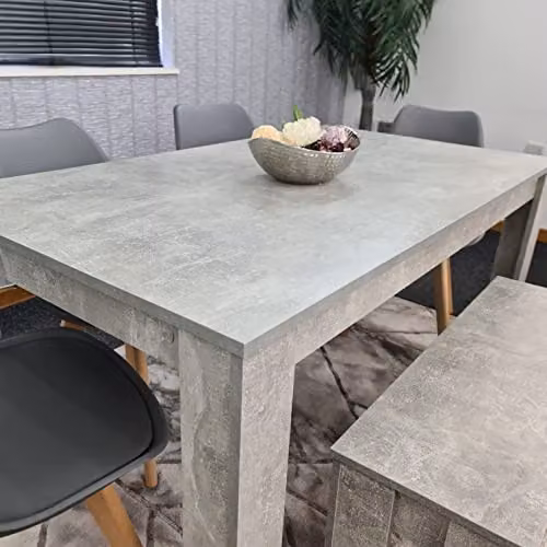 KOSY KOALA Modern 6 Seater Dining Set with Beech Wood Table, 4 Grey Padded Chairs and 1 Bench, W/D/H: 140 x 80 x 75 cm – 3