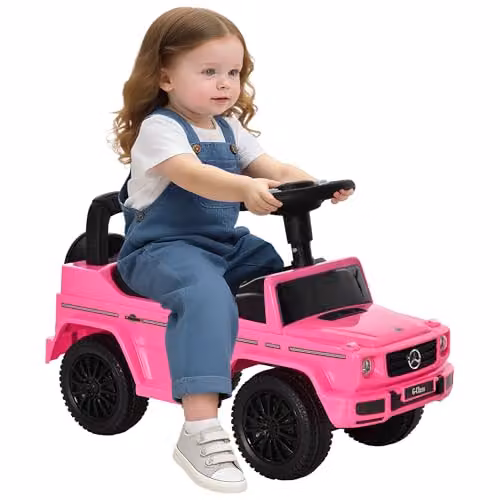 HOMCOM Mercedes 3 in 1 Kids Ride On Car with Slide and Light and Sound Effects, Pink, W/D/H: 41.5 x 28.5 x 28.5 cm – 1