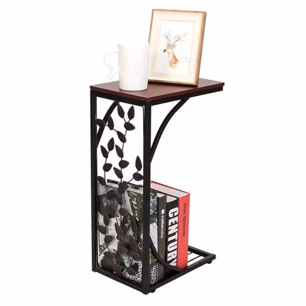 EONLION Modern Geometric Brown Wood Coffee and Side Table – 2