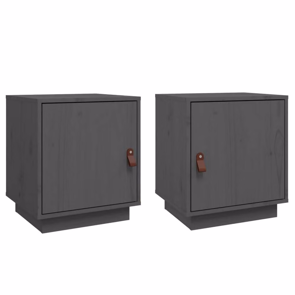 Berkfield Home Beautiful Bedside Cabinets, Set of 2, Grey Solid Pine Wood, W/D/H: 40 x 34 x 45 cm – 1