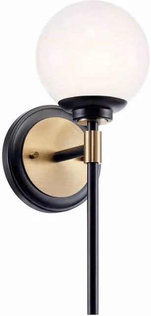 Kichler Benno Bathroom Wall Lamp in Black and Champagne Bronze with IP44 Rating and 1x G9 Bulb – 1