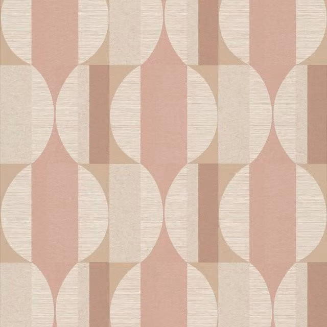 Grandeco Boutique Fuma Retro Geometric Embossed Wallpaper in Pink