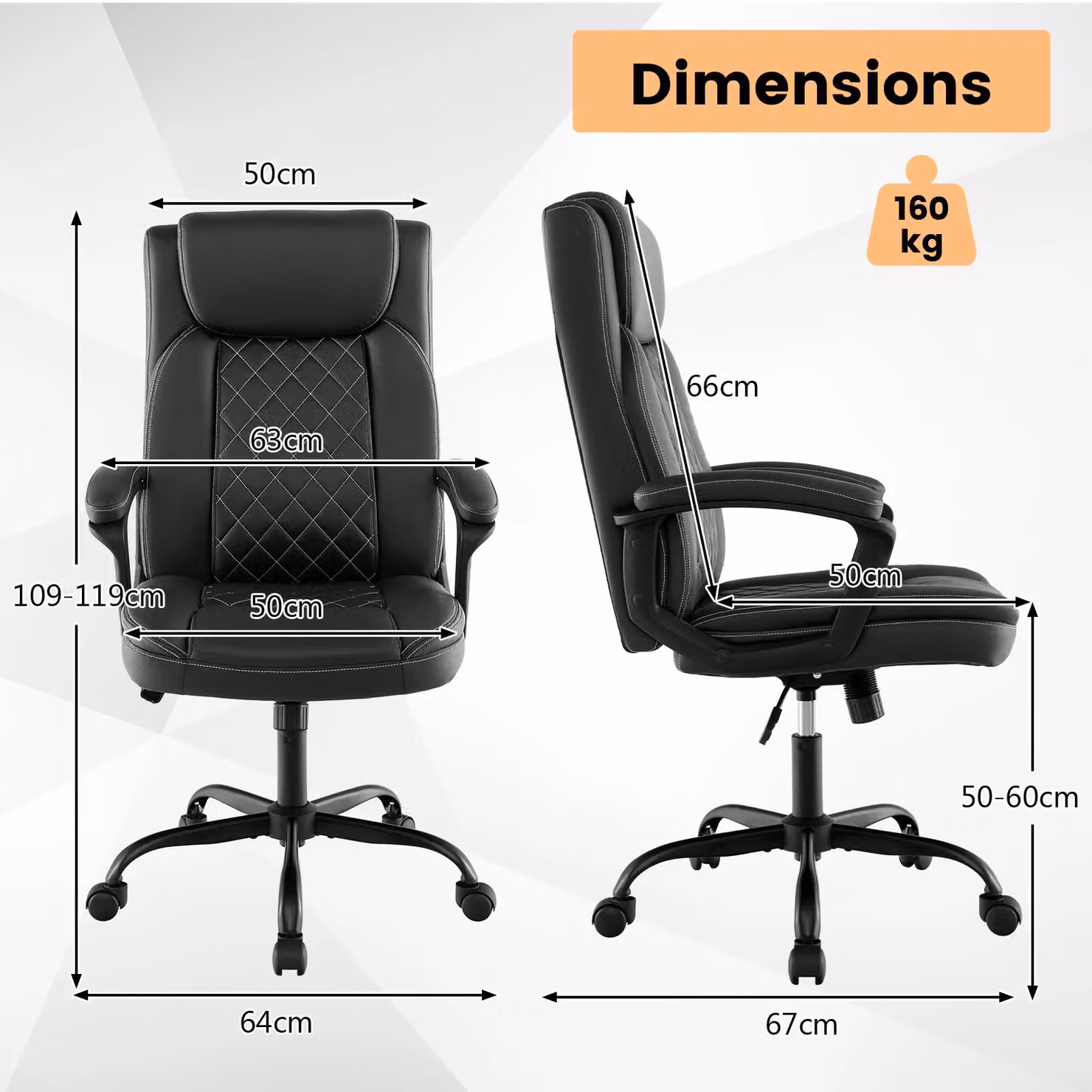 Costway Black Synthetic Leather Swivel Executive Office Chair with Headrest and Armrests – 10