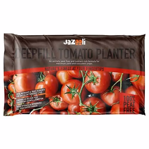 Jazooli 56L Tomato Planter Grow Bag, Brown, Nutrient Enriched Peat Free Compost with 8 Week Feed – 1