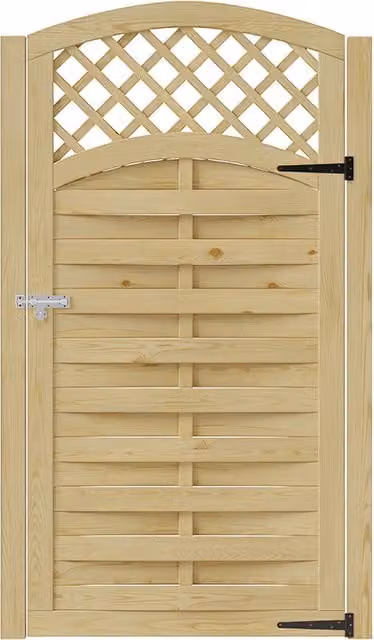 Darphe Wooden Garden Gate with Lattice Top in Beige and Yellow