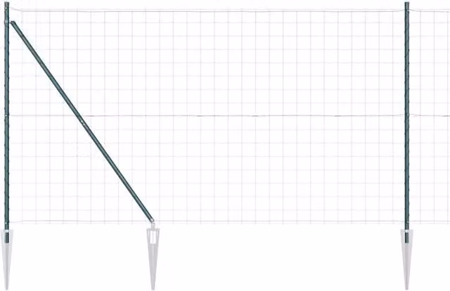 Berkfield Home Euro Fence with 7 Spike Posts, Galvanised Steel, Green, W: 10 m, H: 1.5 m