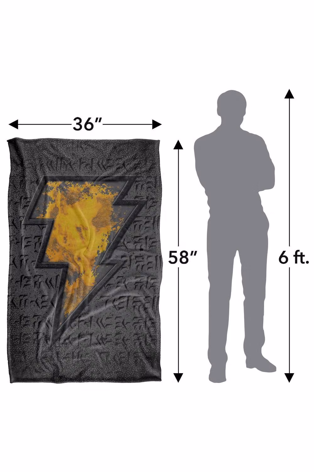 LOGOVISION Black Adam Beveled Bolt Super Soft Fleece Throw Blanket, Black and Multicolour, W/D/H: 91 x 147 cm – 8