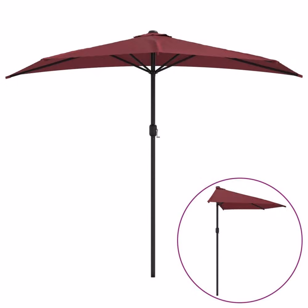 Berkfield Home Balcony Parasol with Aluminium Pole in Bordeaux Red, W/D/H: 270 x 144 x 222 cm – 2