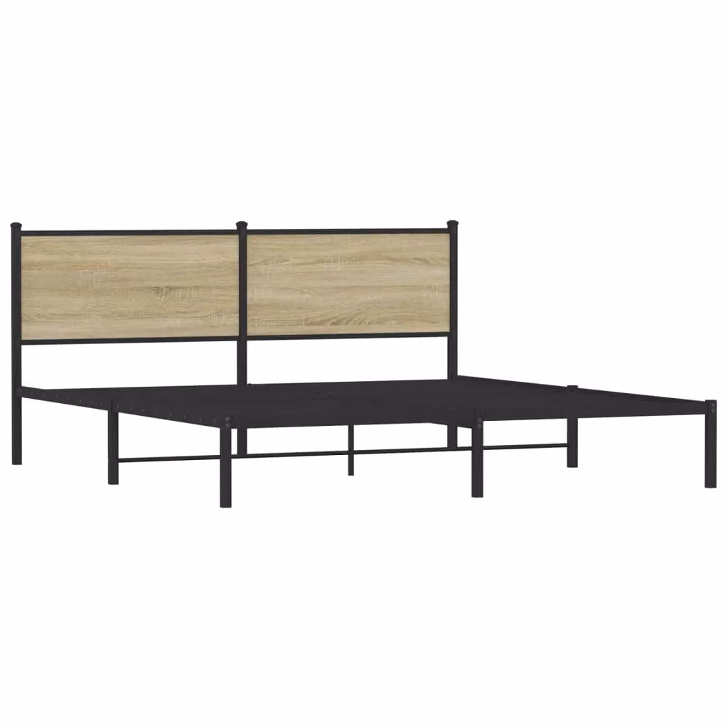 Berkfield Home Metal Bed Frame in Sonoma Oak Brown, W: 160 cm, L: 200 cm – 2