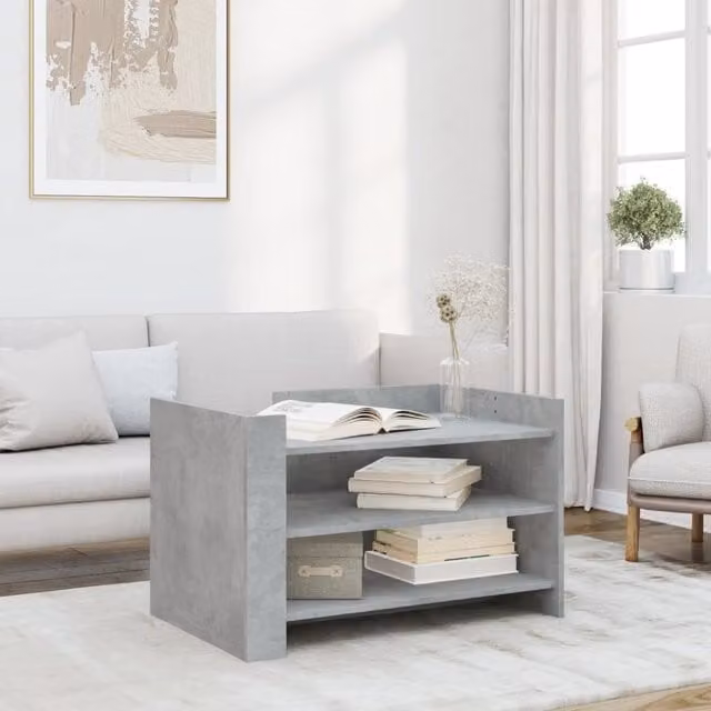 Berkfield Home Concrete Grey Industrial Coffee Table, W: 80 cm, D: 50 cm, H: 50 cm