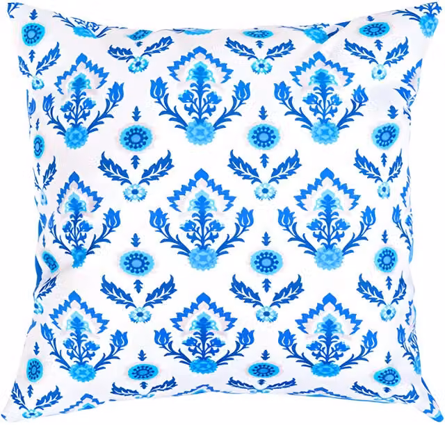 Gardenista Floral Printed Outdoor Scatter Cushion in Blue, Beige and White
