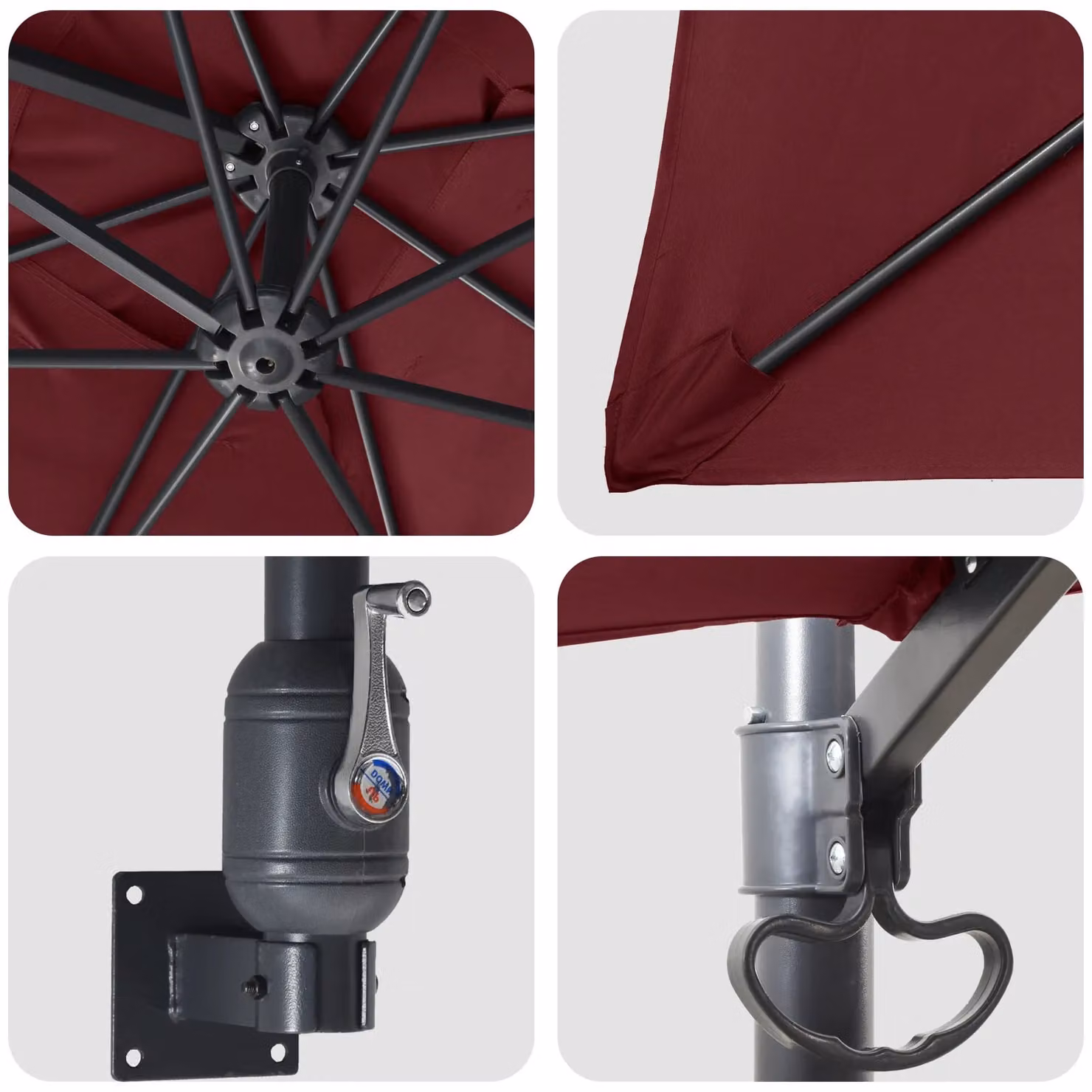 Berkfield Home Collapsible Patio Umbrella in Red Polyester Fabric – 3