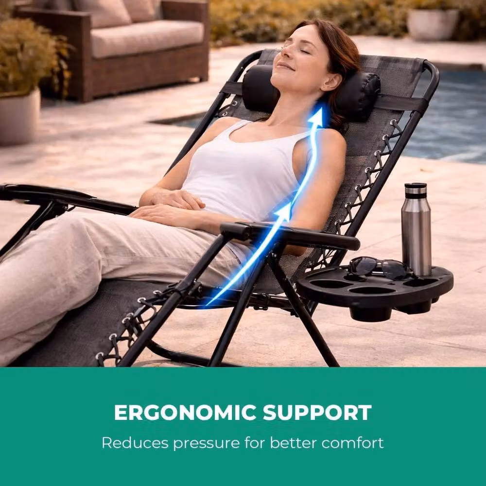 FORGEVIO Royalford Zero Gravity Reclining Folding Garden Chair in Grey – 4