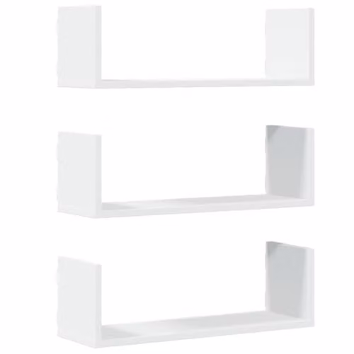 vidaXL Set of 3 White Wall Shelves in MDF, W: 58 cm, D: 18 cm, H: 18 cm