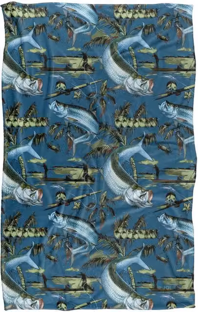 JQ Licensing Tarpon Tiki Fishing Pattern Super Soft Fleece Throw Blanket, Multicolour, W: 91 cm, D: 147 cm – 6