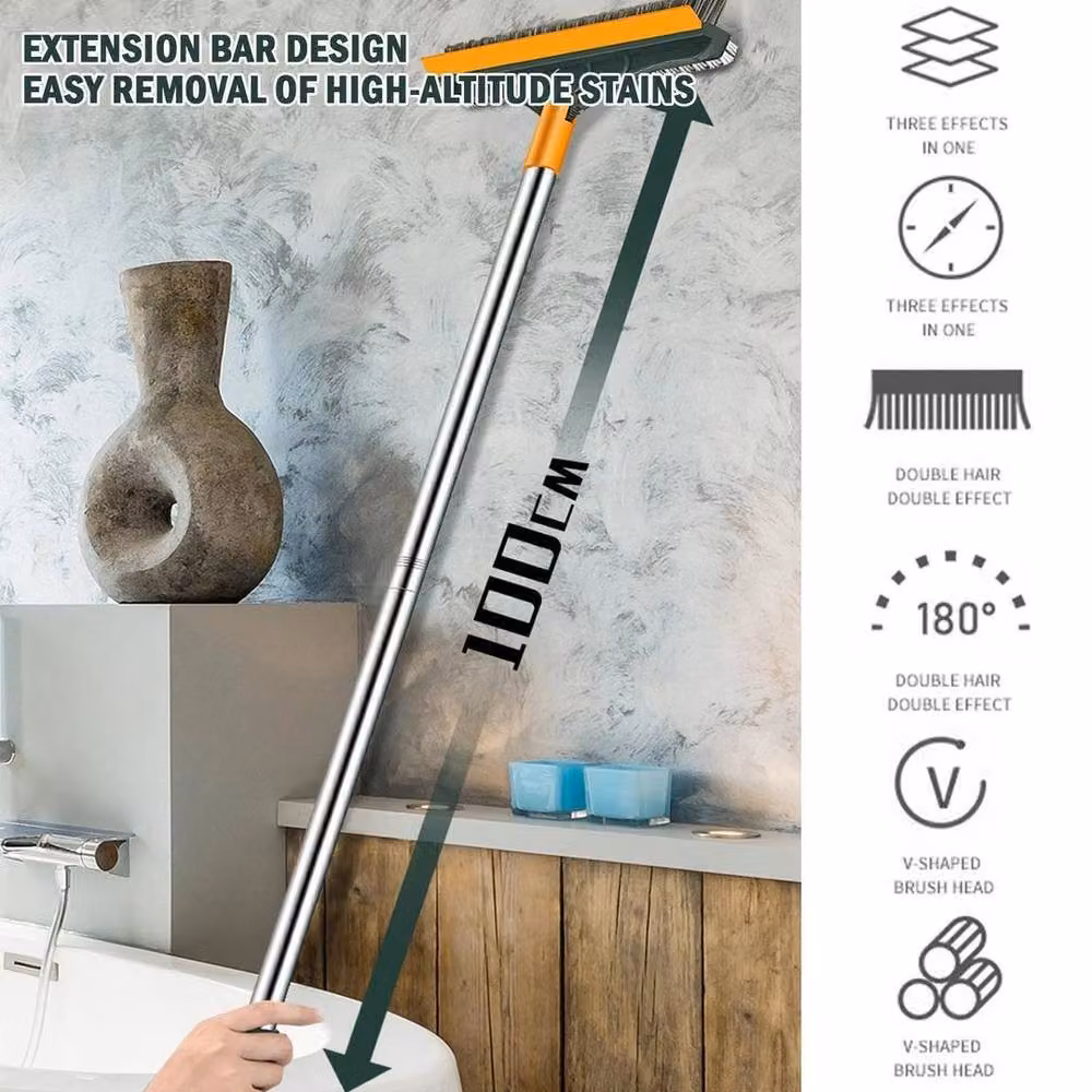 FLAVORA Green 3-in-1 Rotatable Long Handle Floor Scrub Brush – 3