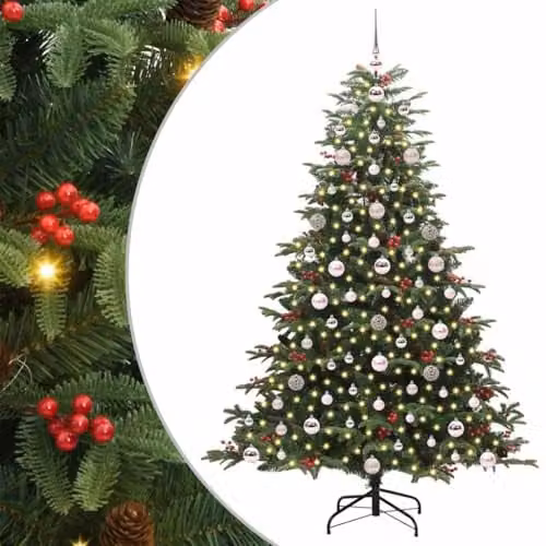 vidaXL Artificial Christmas Tree with 300 LEDs and Stand, Green, Height: 180 cm – 1