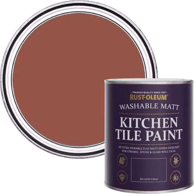 Rust-Oleum Kitchen Tile Paint in Matt Finish, Fire Brick Red, 750ml – 1