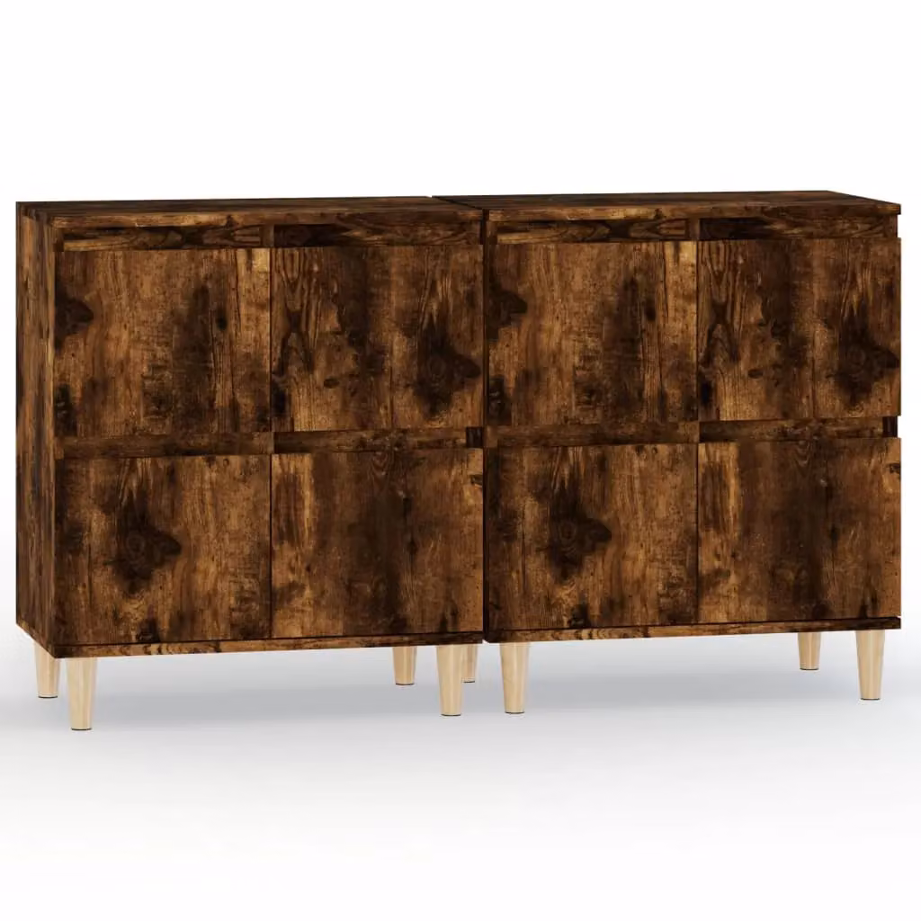Berkfield Home Set of 2 Smoked Oak Sideboards in Brown, W/D/H: 60 x 35 x 70 cm – 2