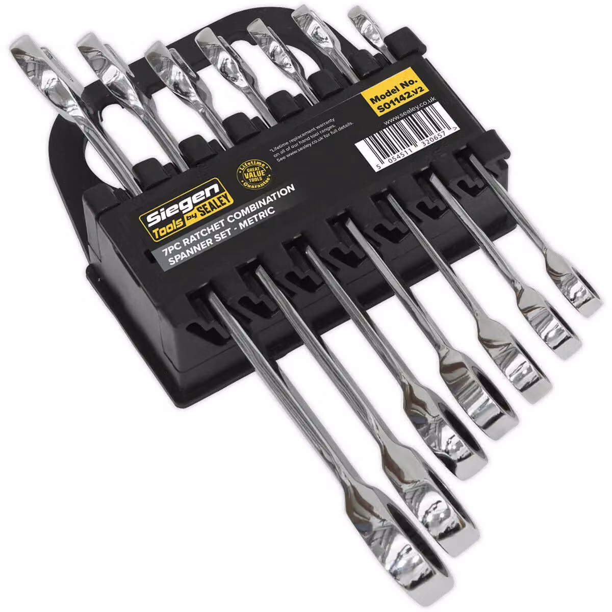 Loops 7pc Chrome Vanadium Ratchet Combination Spanner Set in Silver and Multicolour – 2