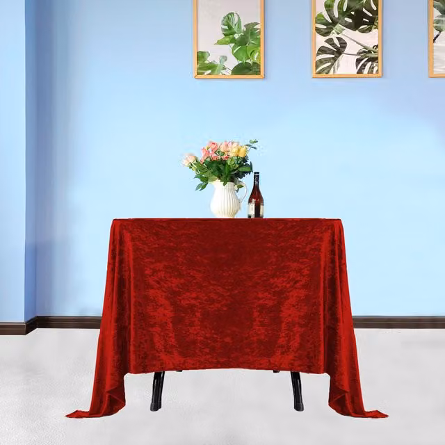Trimming Shop Plain Red Rectangular Velvet Tablecloth, Width: 137 cm