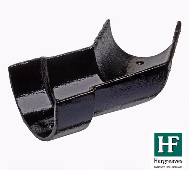 Hargreaves Premier Cast Iron Deep Half Round Gutter Left Hand Angle 135 Degree Black 100mm