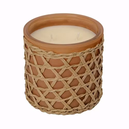 French Connection Caramel Cedarwood & Citrus Woven Detail Candle, 425g